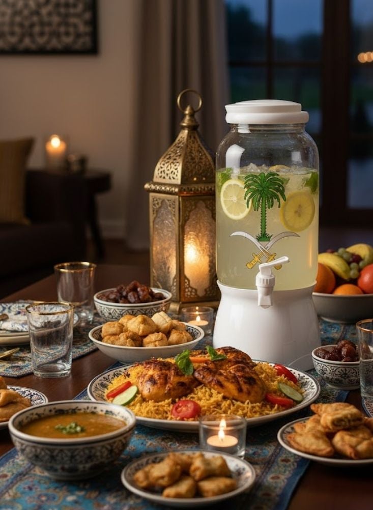 Premium Saudi Palm Tree Juice Dispenser with Tap and Stand White Color – Decorative Ramadan Beverage Jar - Image 2